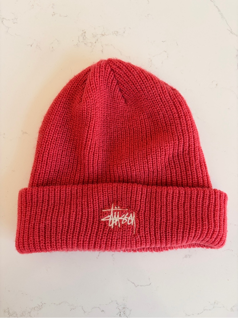 Stussy coral knit Cuffed Beanie